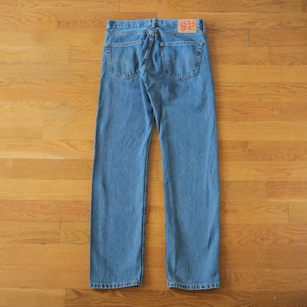 Levis 505 Jeans Mens Blue Straight Leg Classic 32x34 Denim Retro Preppy Casual